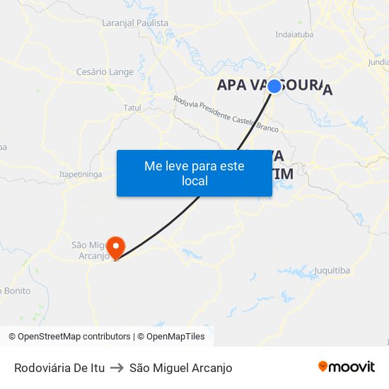 Rodoviária De Itu to São Miguel Arcanjo map