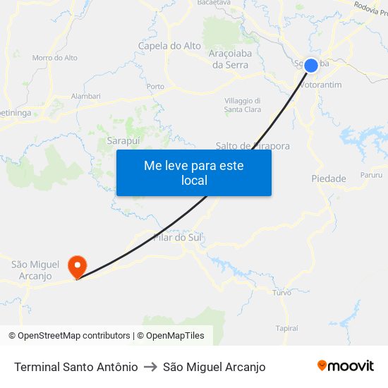 Terminal Santo Antônio to São Miguel Arcanjo map