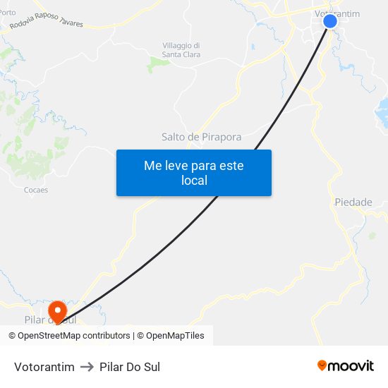 Votorantim to Pilar Do Sul map