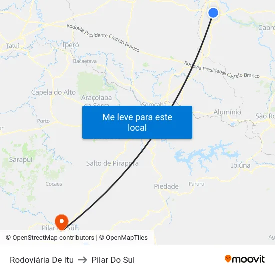 Rodoviária De Itu to Pilar Do Sul map