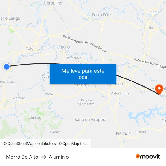 Morro Do Alto to Alumínio map