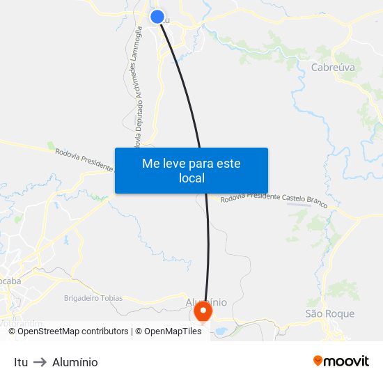 Itu to Alumínio map