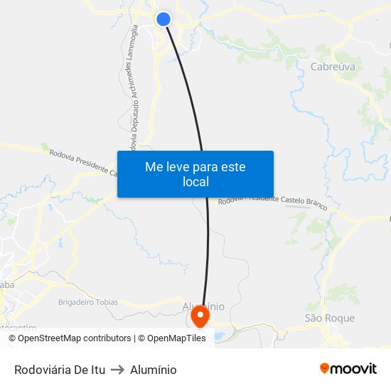 Rodoviária De Itu to Alumínio map