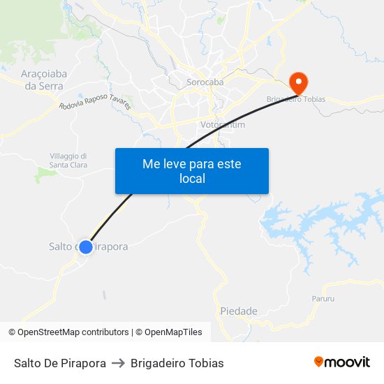 Salto De Pirapora to Brigadeiro Tobias map