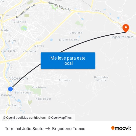 Terminal João Souto to Brigadeiro Tobias map