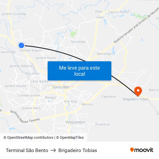 Terminal São Bento to Brigadeiro Tobias map