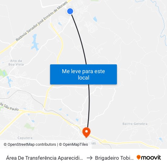 Área De Transferência Aparecidinha to Brigadeiro Tobias map