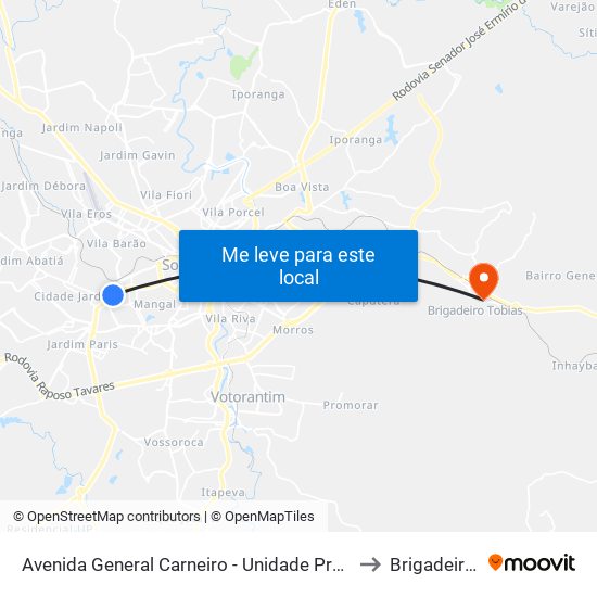 Avenida General Carneiro - Unidade Pré-Hospitalar Da Zona Oeste to Brigadeiro Tobias map