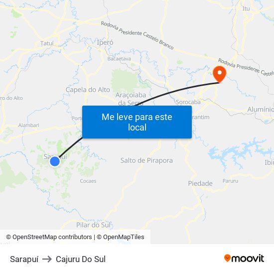 Sarapuí to Cajuru Do Sul map