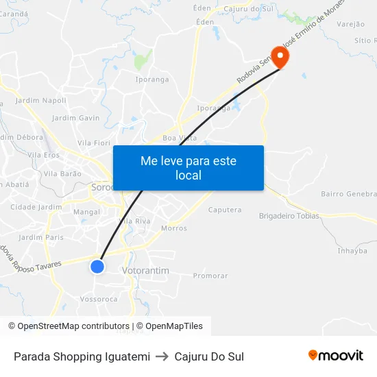 Parada Shopping Iguatemi to Cajuru Do Sul map