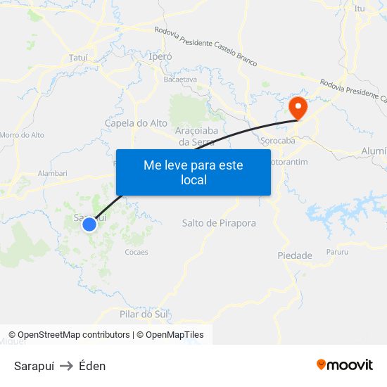 Sarapuí to Éden map
