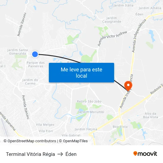 Terminal Vitória Régia to Éden map