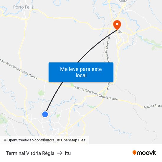 Terminal Vitória Régia to Itu map