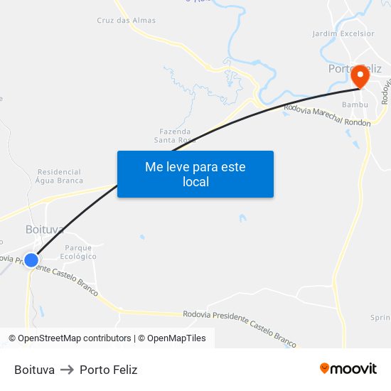 Boituva to Porto Feliz map