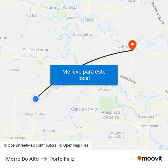 Morro Do Alto to Porto Feliz map