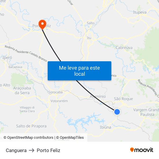 Canguera to Porto Feliz map