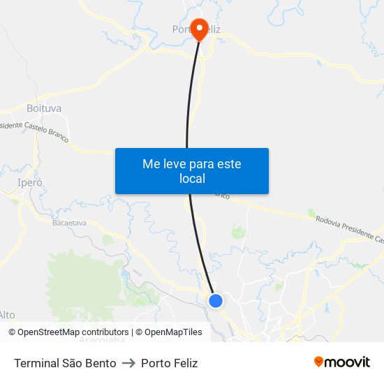 Terminal São Bento to Porto Feliz map