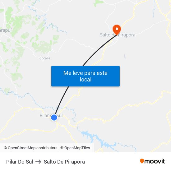 Pilar Do Sul to Salto De Pirapora map