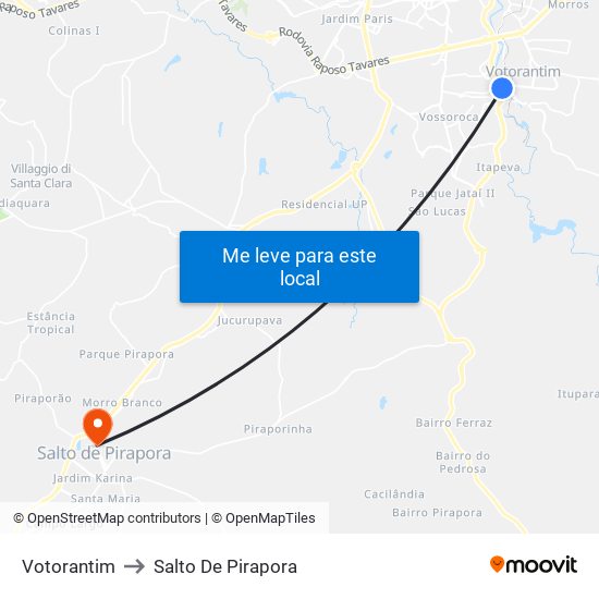 Votorantim to Salto De Pirapora map