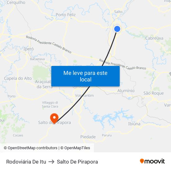 Rodoviária De Itu to Salto De Pirapora map