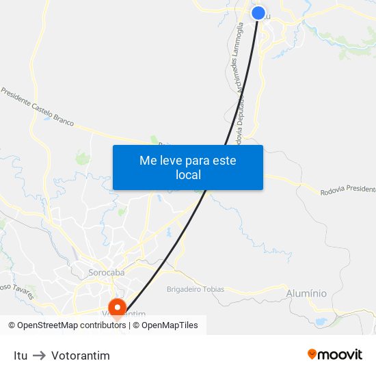 Itu to Votorantim map