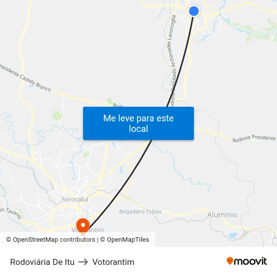 Rodoviária De Itu to Votorantim map