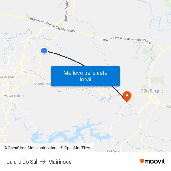 Cajuru Do Sul to Mairinque map