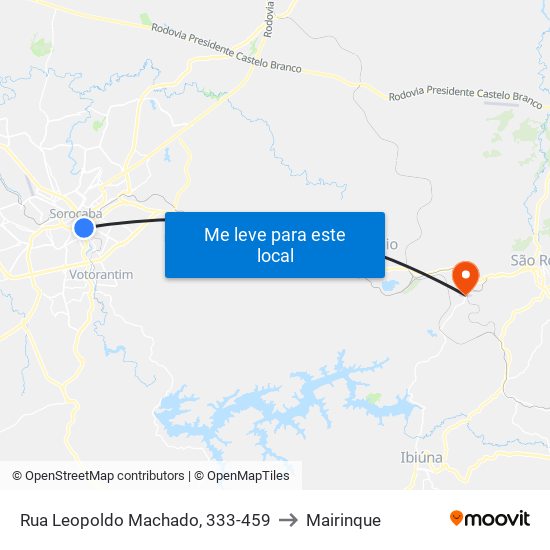 Rua Leopoldo Machado, 333-459 to Mairinque map