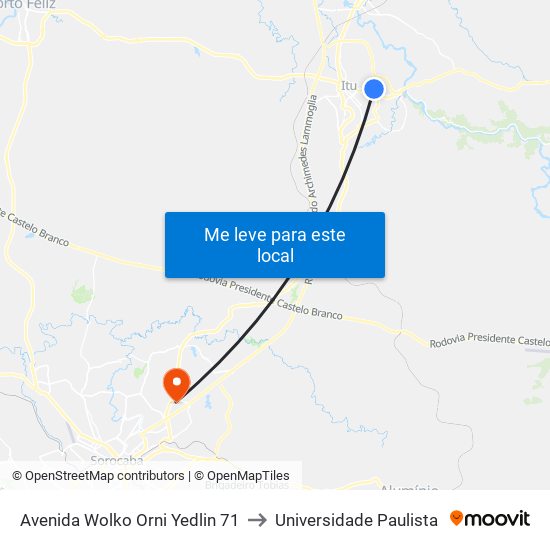 Avenida Wolko Orni Yedlin 71 to Universidade Paulista map