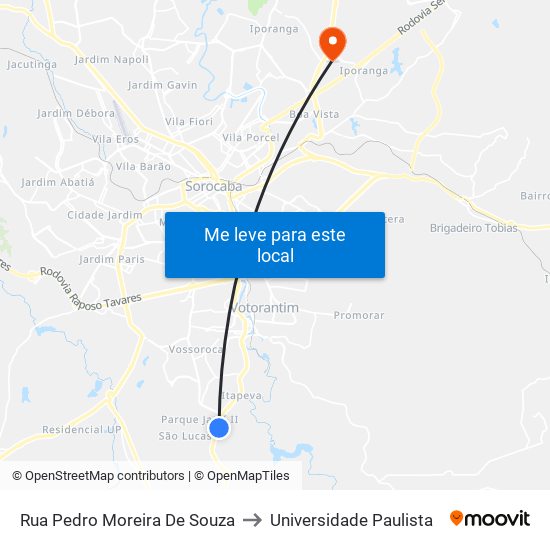 Rua Pedro Moreira De Souza to Universidade Paulista map