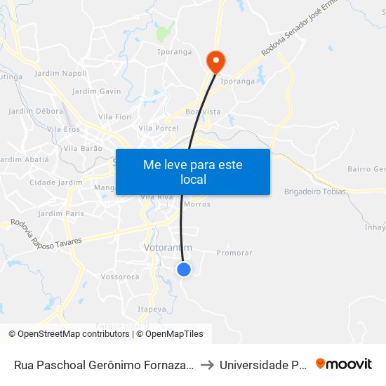 Rua Paschoal Gerônimo Fornazari, 459-523 to Universidade Paulista map