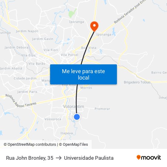 Rua John Bronley, 35 to Universidade Paulista map