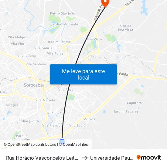 Rua Horácio Vasconcelos Leite, 255 to Universidade Paulista map