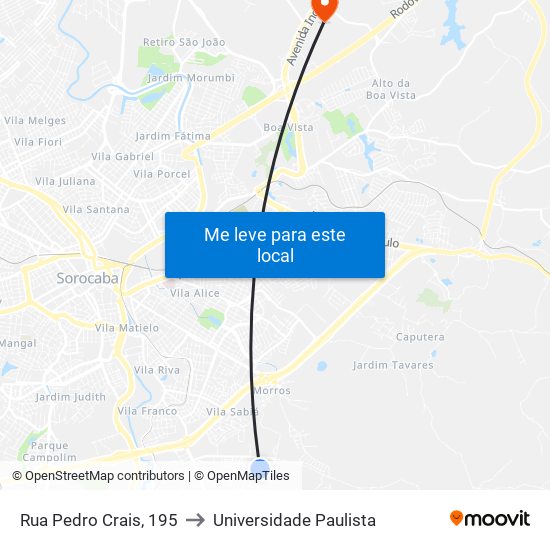 Rua Pedro Crais, 195 to Universidade Paulista map