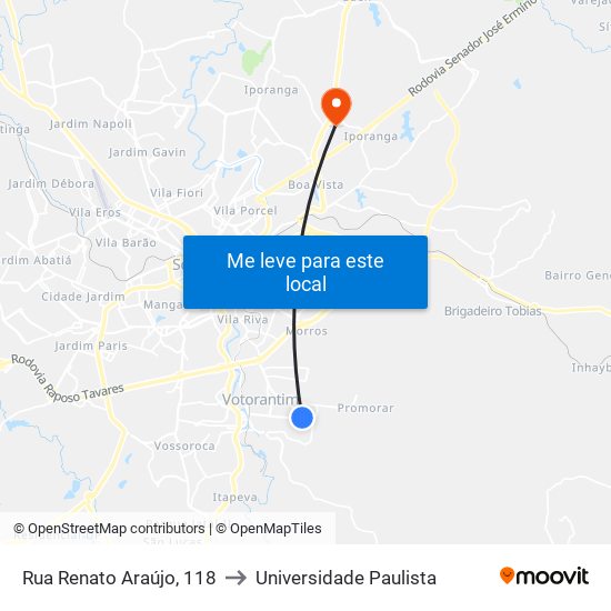 Rua Renato Araújo, 118 to Universidade Paulista map