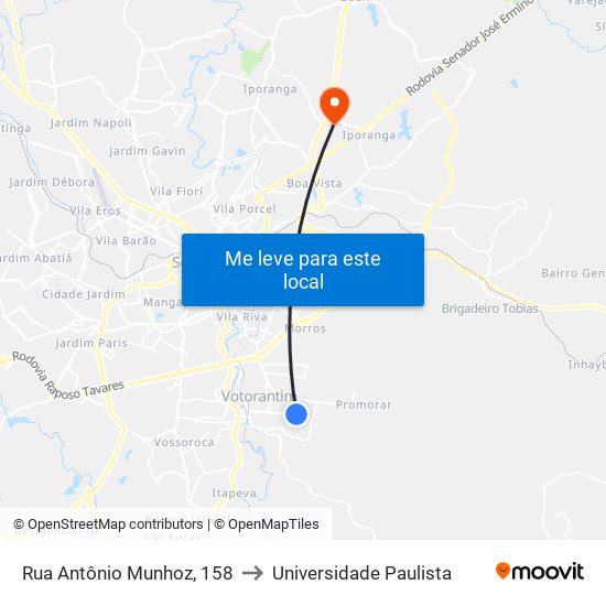 Rua Antônio Munhoz, 158 to Universidade Paulista map