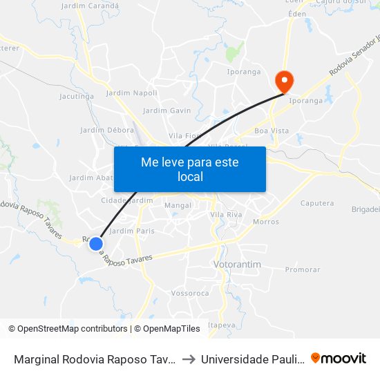 Marginal Rodovia Raposo Tavares to Universidade Paulista map