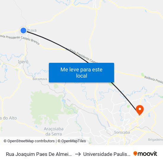 Rua Joaquim Paes De Almeida to Universidade Paulista map