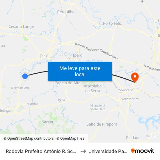 Rodovia Prefeito Antônio R. Schincariol to Universidade Paulista map