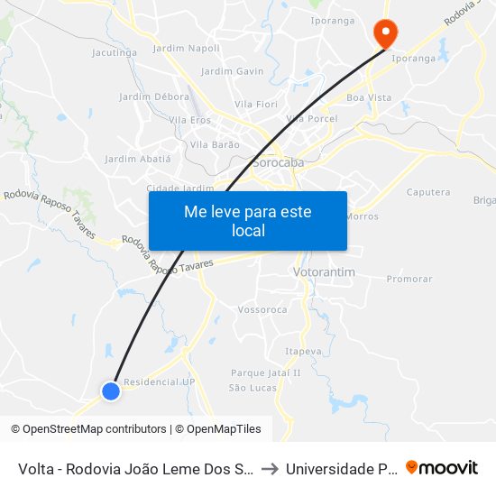 Volta - Rodovia João Leme Dos Santos, 1870 to Universidade Paulista map