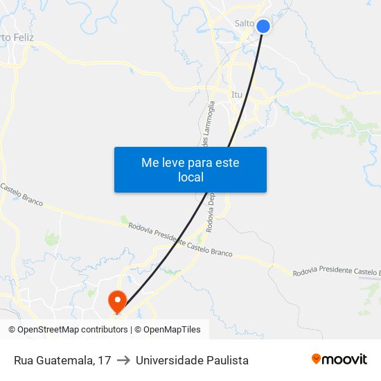 Rua Guatemala, 17 to Universidade Paulista map