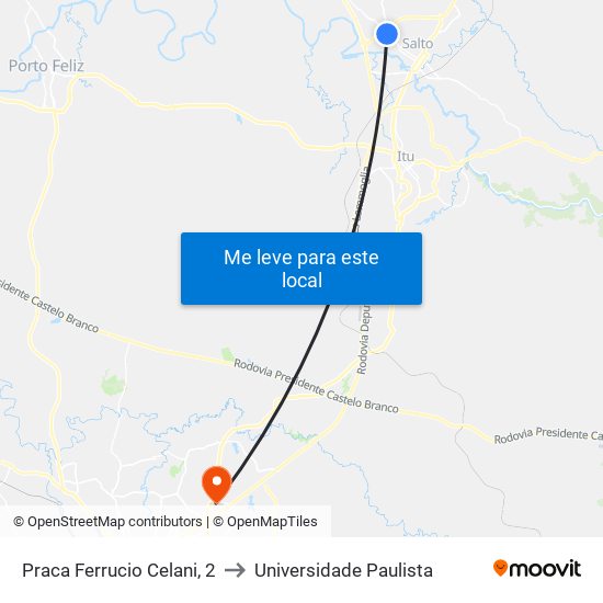 Praca Ferrucio Celani, 2 to Universidade Paulista map