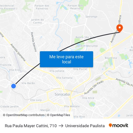 Rua Paula Mayer Cattini, 710 to Universidade Paulista map
