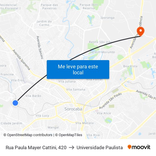Rua Paula Mayer Cattini, 420 to Universidade Paulista map