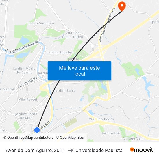 Avenida Dom Aguirre, 2011 to Universidade Paulista map