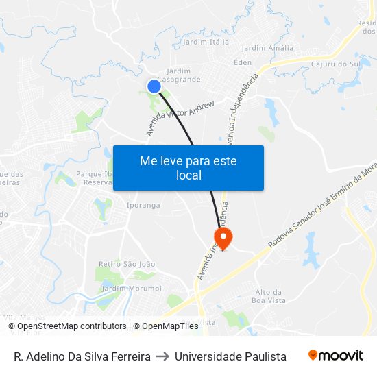 R. Adelino Da Silva Ferreira to Universidade Paulista map