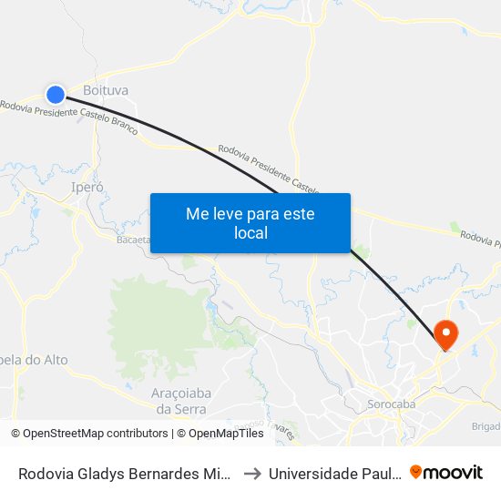 Rodovia Gladys Bernardes Minhoto to Universidade Paulista map