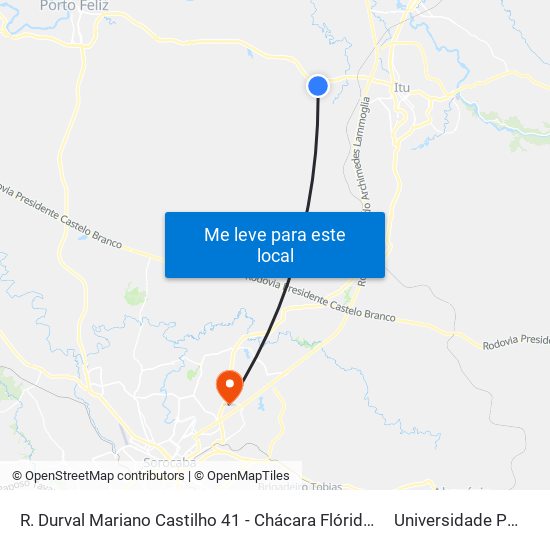 R. Durval Mariano Castilho 41 - Chácara Flórida Itu - SP Brasil to Universidade Paulista map