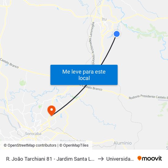 R. João Tarchiani 81 - Jardim Santa Laura Itu - SP 13306-671 Brasil to Universidade Paulista map