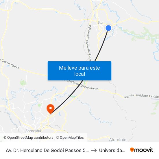 Av. Dr. Herculano De Godói Passos 595 - São Luiz Itu - SP Brasil to Universidade Paulista map